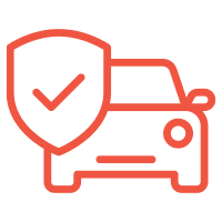 Icon of a car being partially covered by a check mark inside a shield