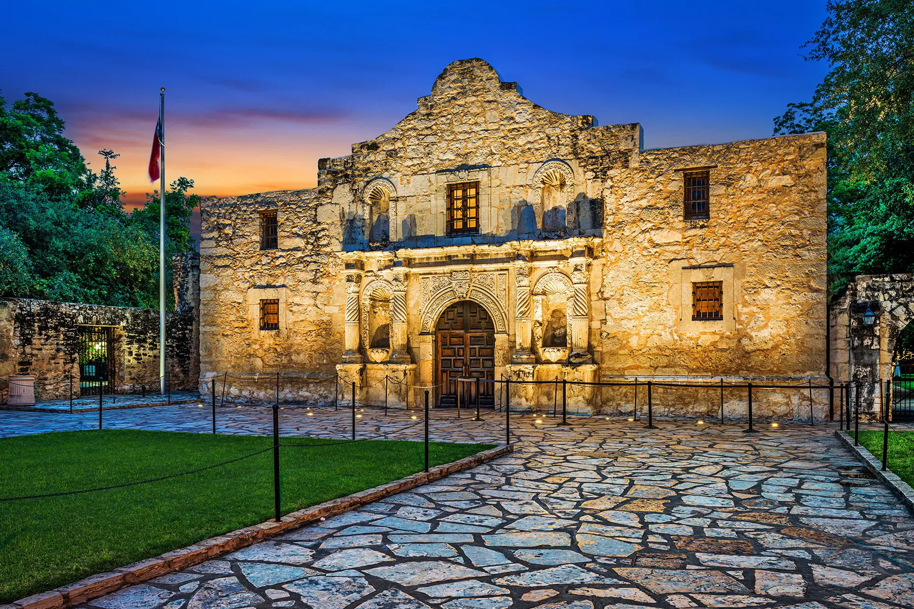 The Alamo at night