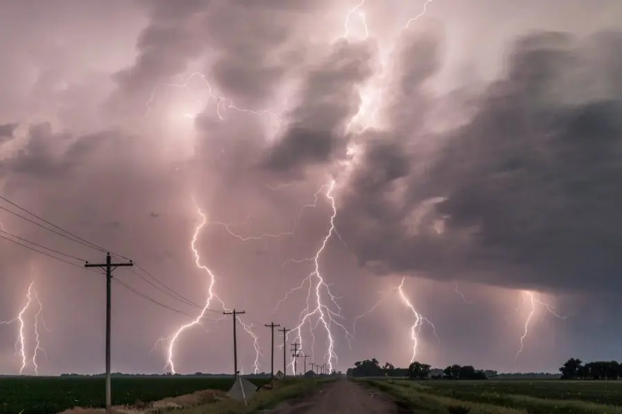 Severe storm with lightning