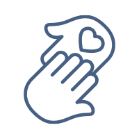 Icon of two hands touching with a heart