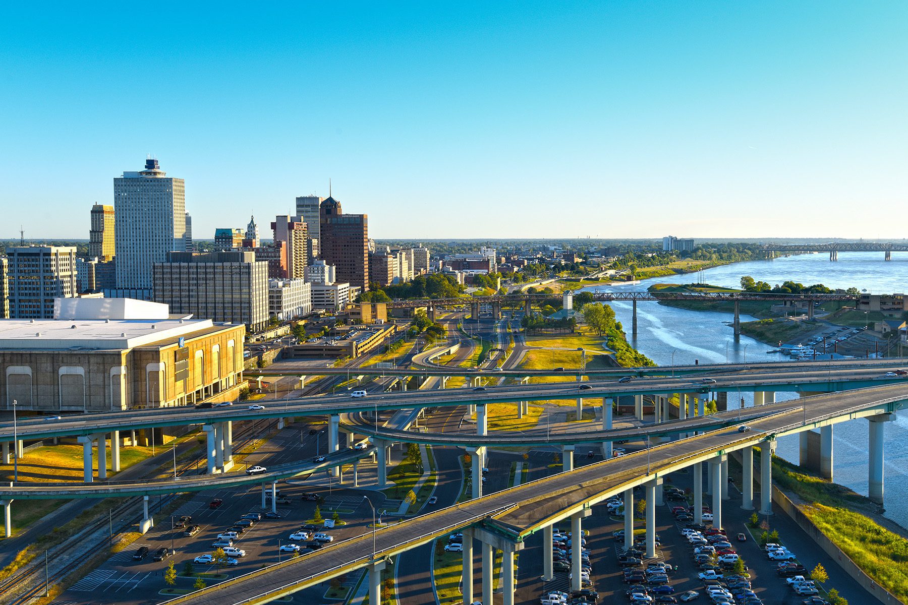 Aerial view of downtown Memphis, Tennessee