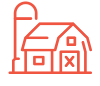 Icon of a barn and silo