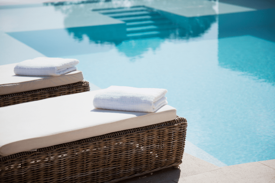 Towels on pool chairs