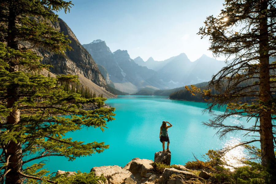 hiker-looking-over-water