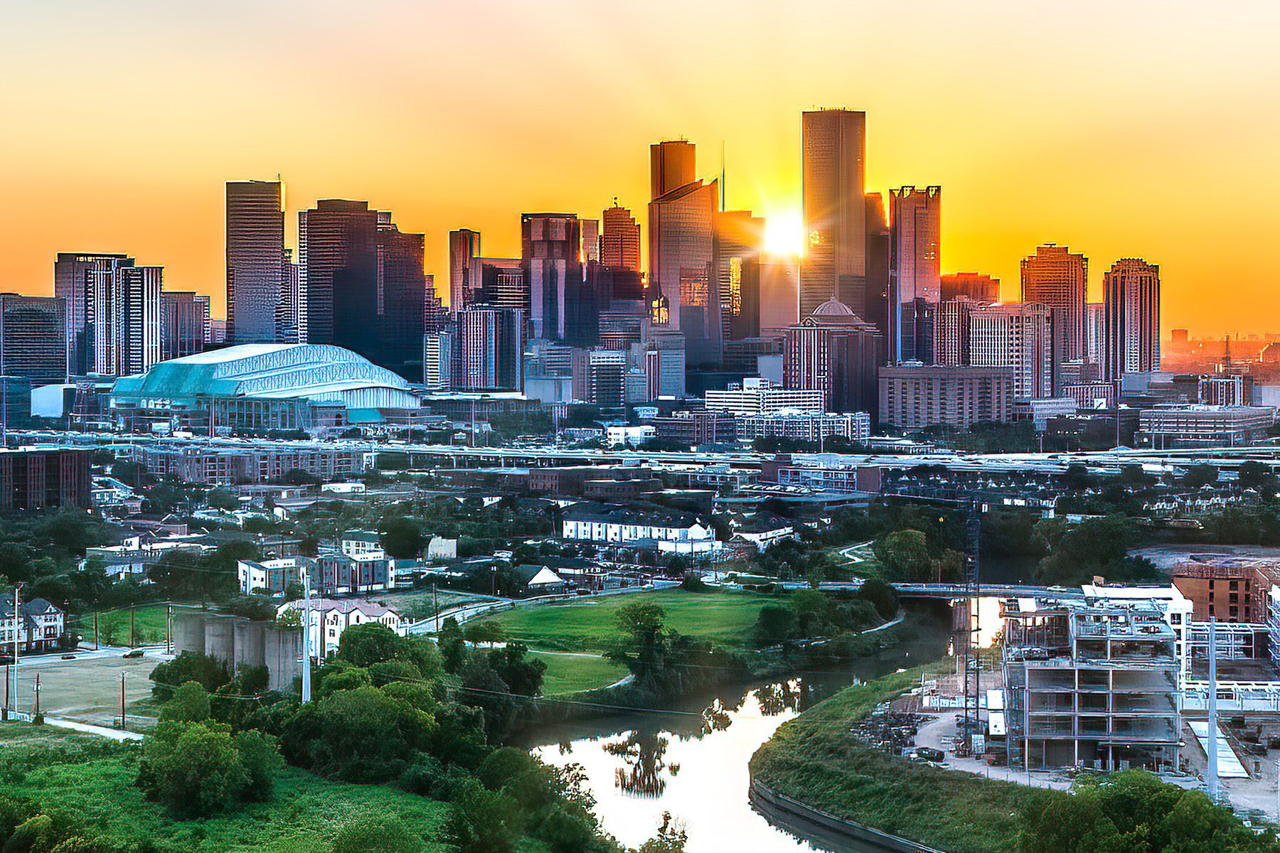 Downtown Houston, TX at sunset