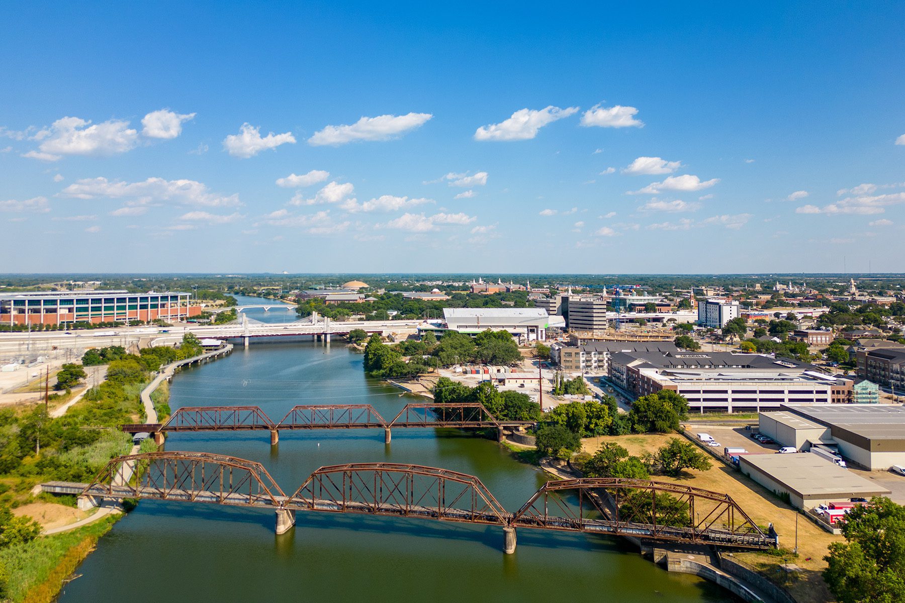 Aerial imagery over Waco, TX