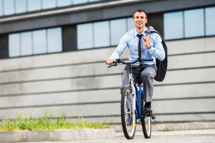 Businessman on a bicycle
