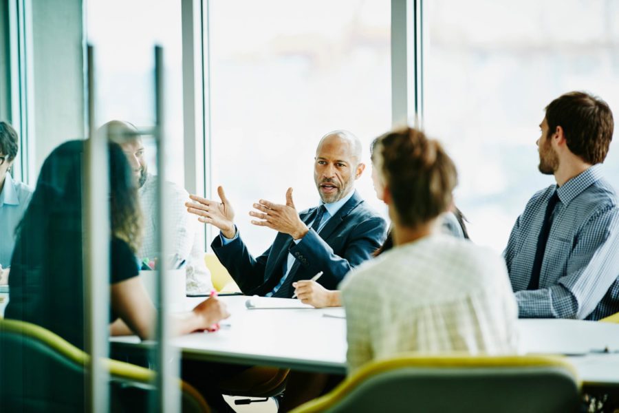 Group of employees at meeting