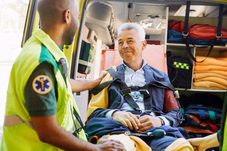 Man in an ambulance