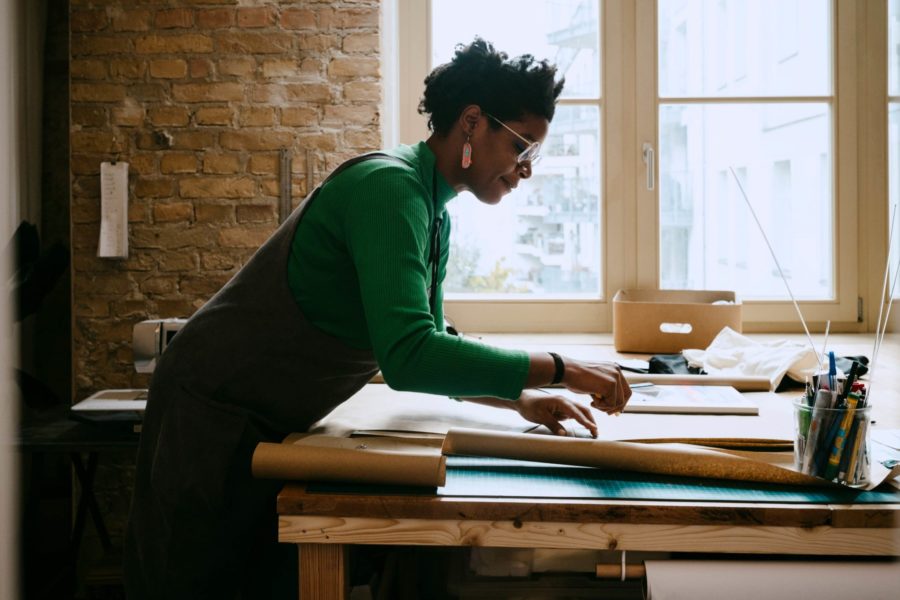 Woman working on her small business