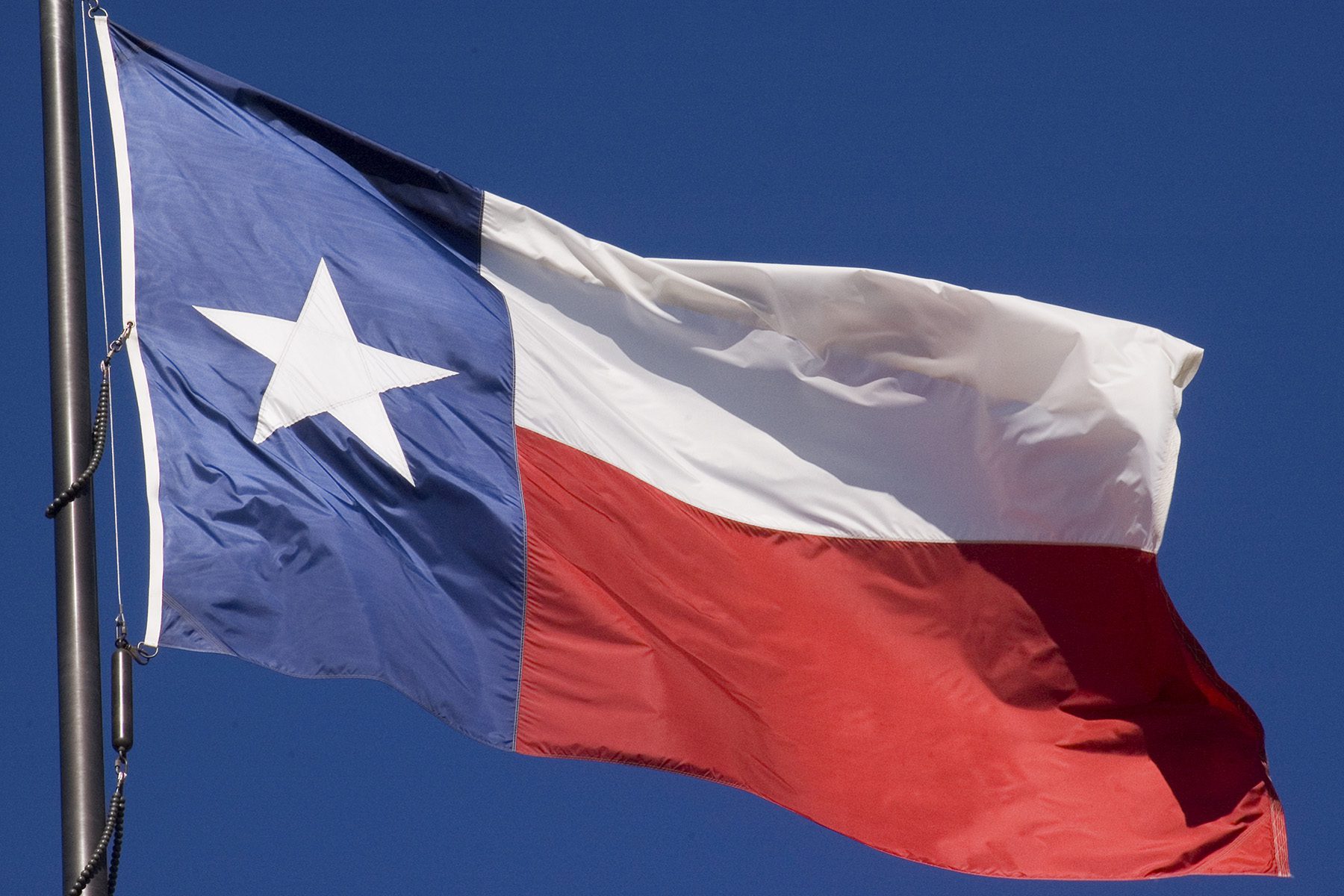 Texas flag blowing in the wind
