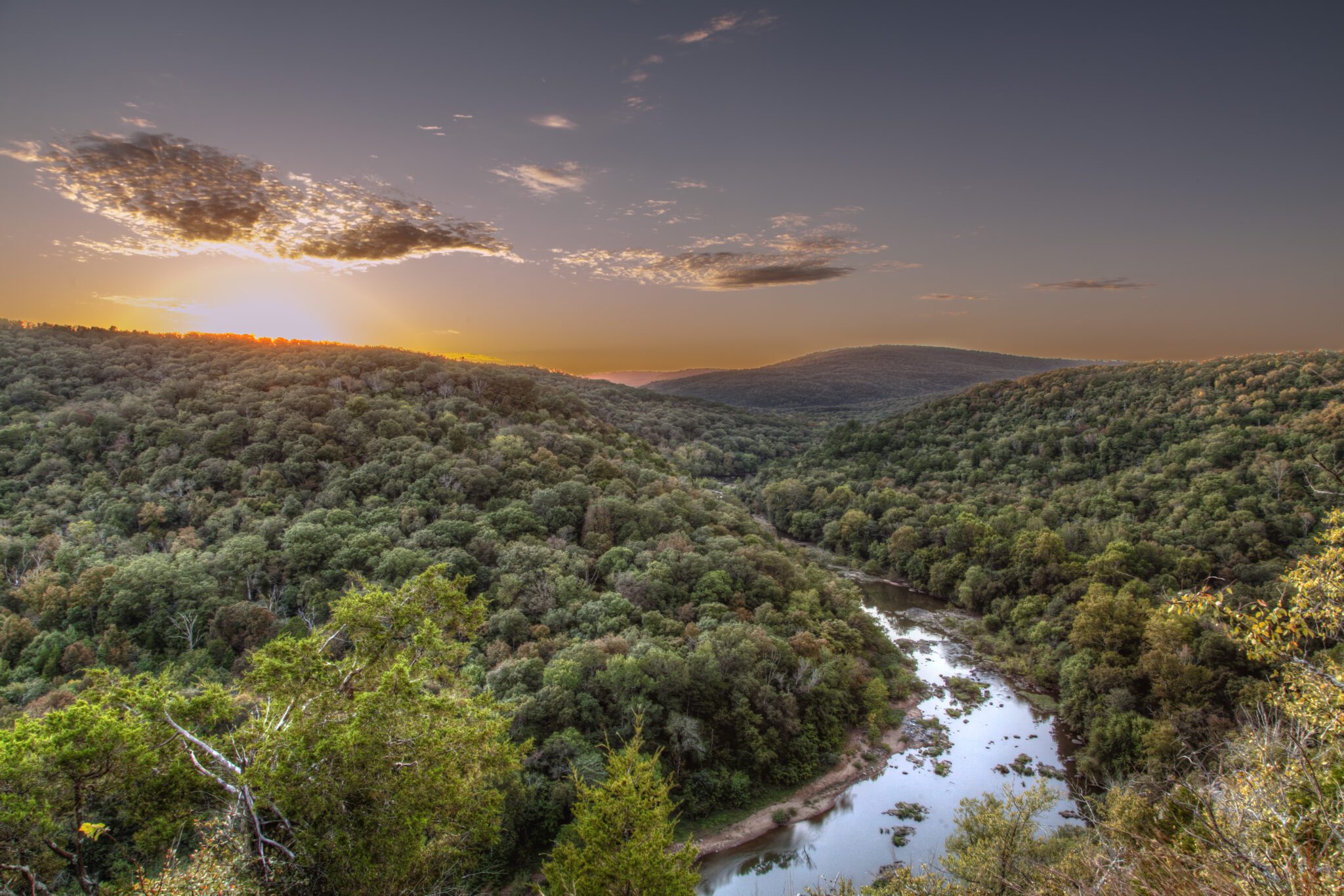River bend in a lush, rural area
