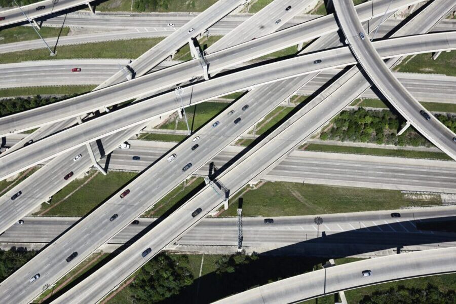 USA, Texas, San Antonio, Aerial View Of Highway Interchange