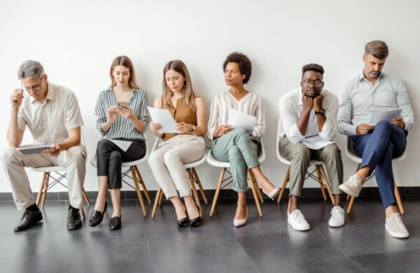 Diverse business people waiting for job interview