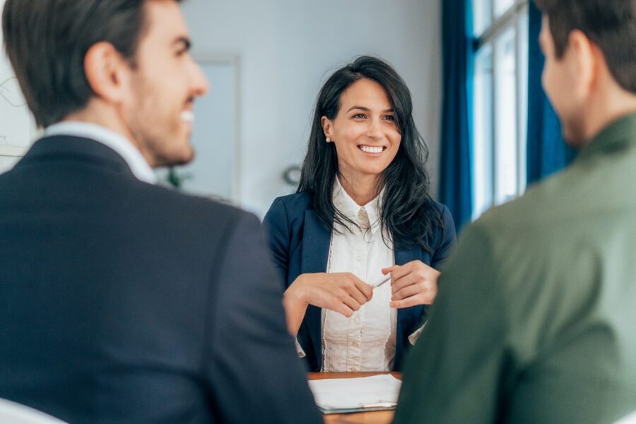 Business people having discussion for new agreement, in the office