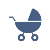 Icon of a baby carriage with wheels