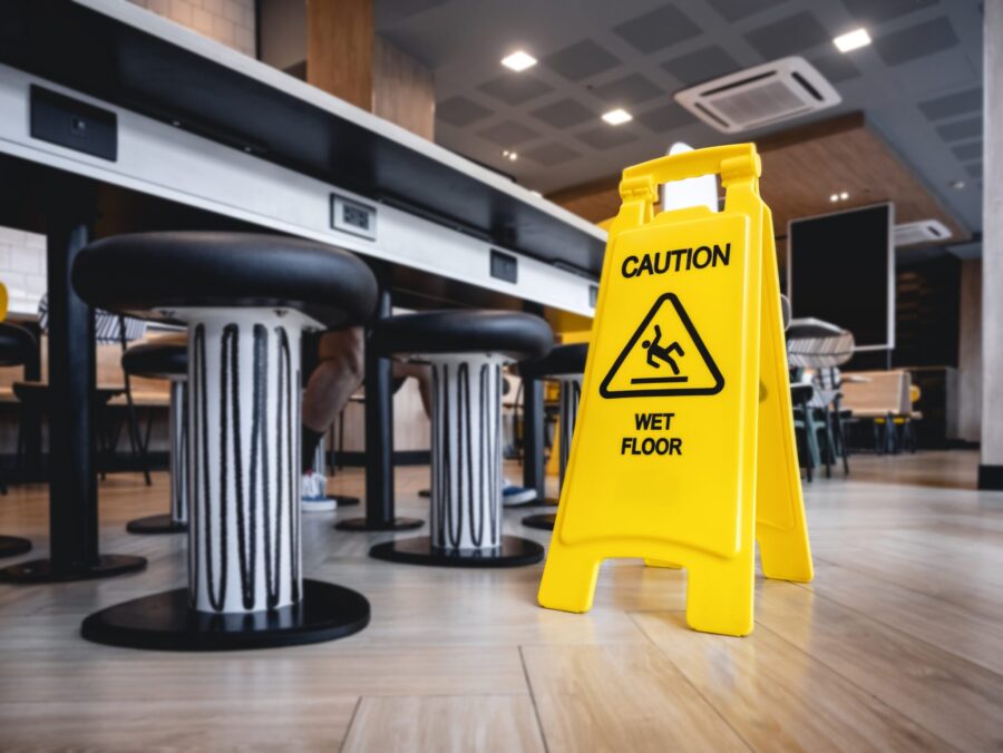 Caution Wet floor signage stand indoor Restaurant cafe Safety sign