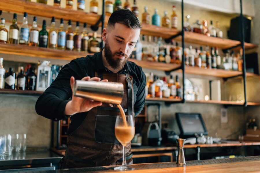 Bartender preparing cocktails