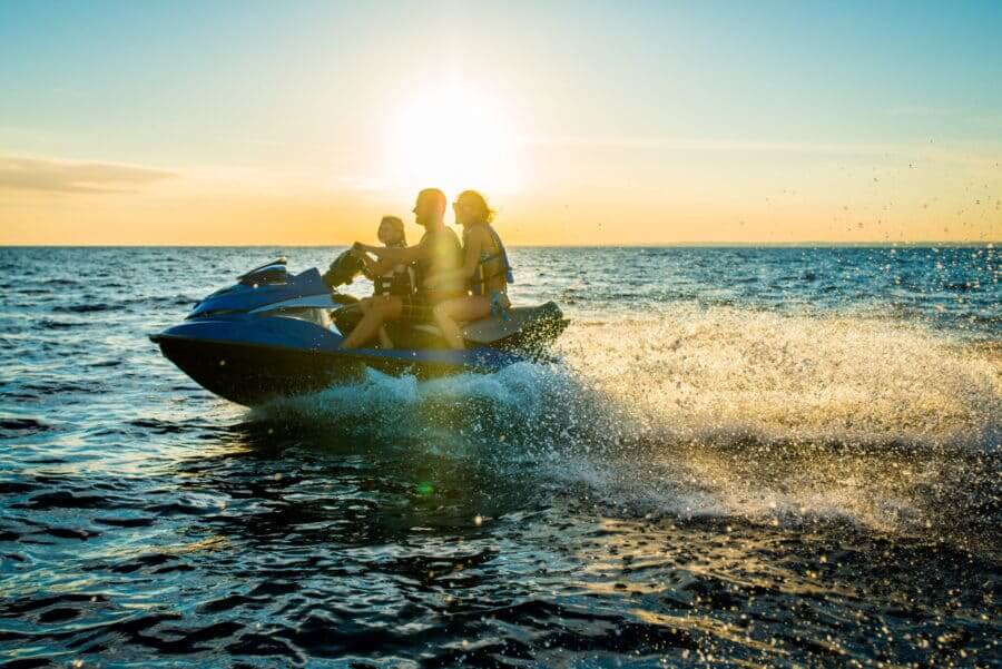 Riding A Jet Boat At Sunset