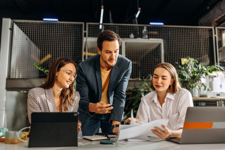 Colleagues working together in the office