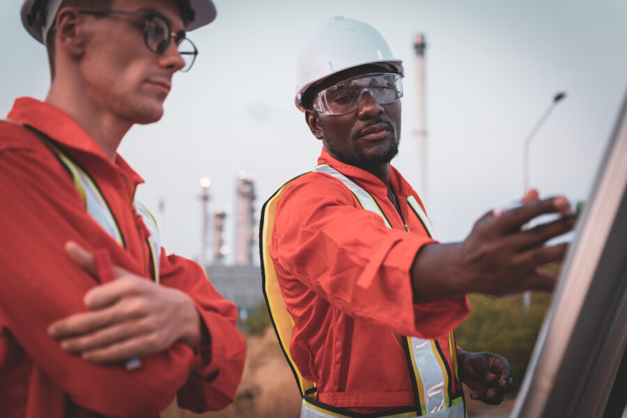 Construction Engineer Planning And Briefing For Safety And Build Factory In Oil Refinery Plant