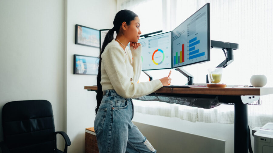 Woman working at home