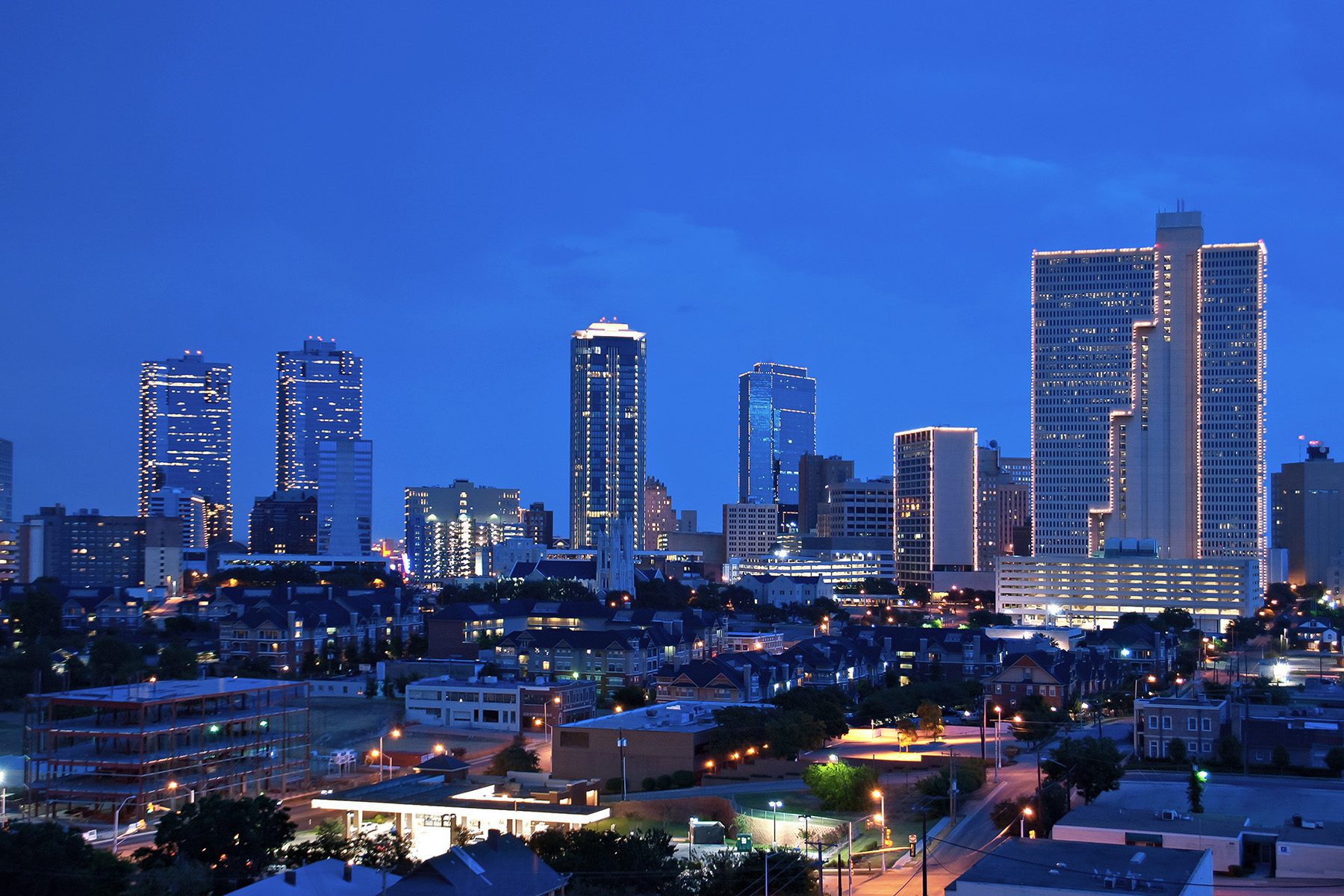 Downtown Fort Worth, TX skyline at night