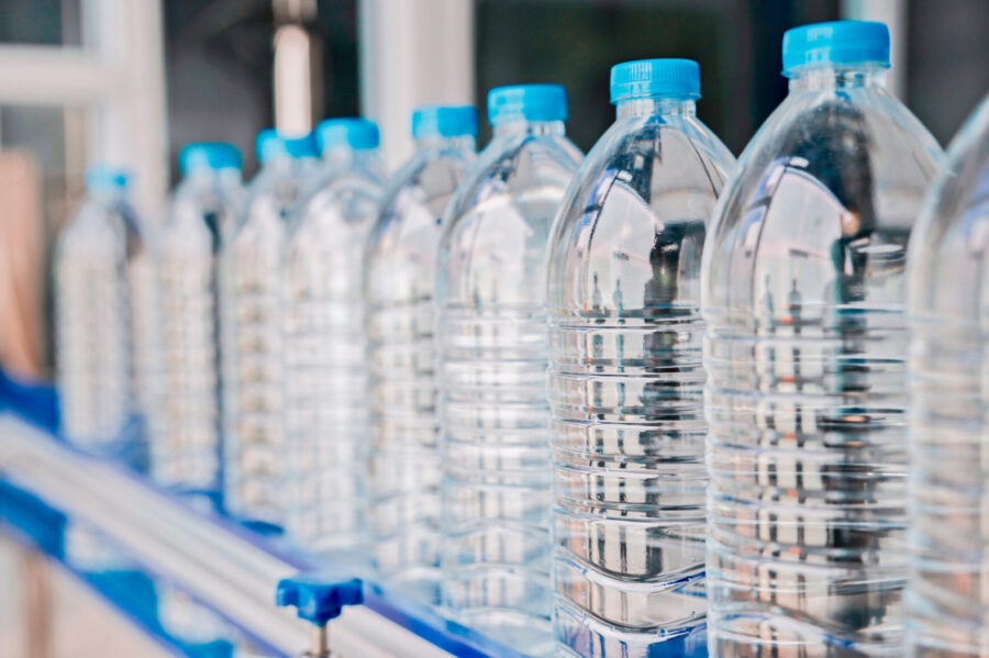 Water Bottles On An Automated Conveyor Belt