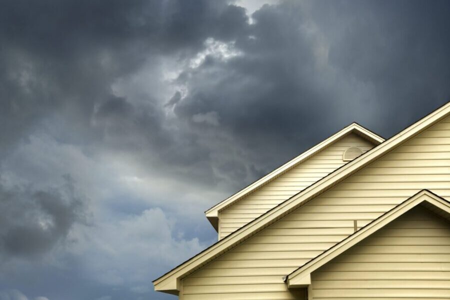 home in stormy day