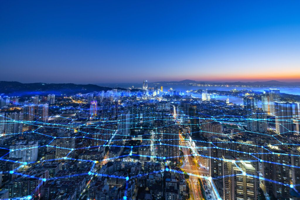 Online network connecting buildings across a metropolitan city