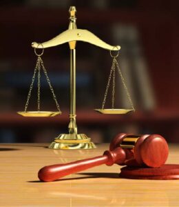 Legal scales and gavel