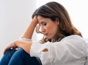 Woman struggling with mental health