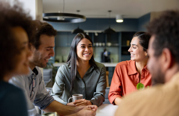 Happy businesswoman smiling in a meeting at the office